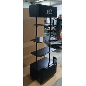 Multiple Tiers Bottle Display Rack Black Custom Retail Racks Powder Coating