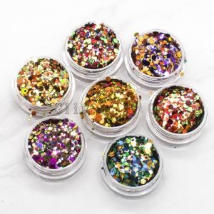 Cheap Makeup Chunky Mix Rainbow Face Glitter Powder Polyester Pet Friendly OEM for sale