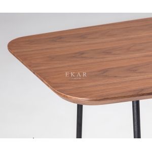 Modern Simple Metal Frame Rectangle Wood Dining Table
