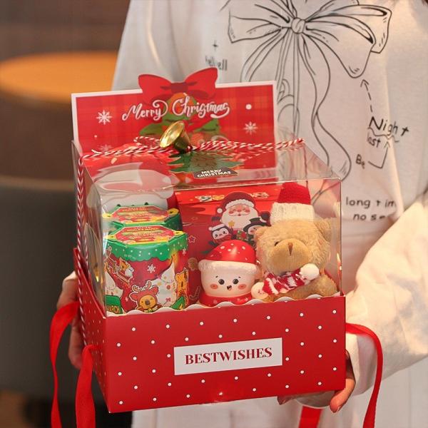 Christmas Gift Box With Clear Lid Portable Treat Box For Apples Cookies Candies