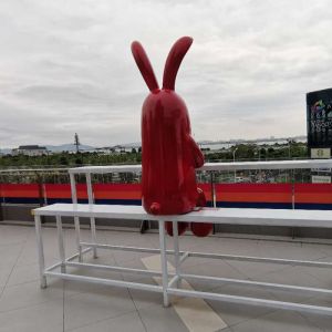 Shopping Centre Decoration Red Giant Fiberglass Rabbit Statue