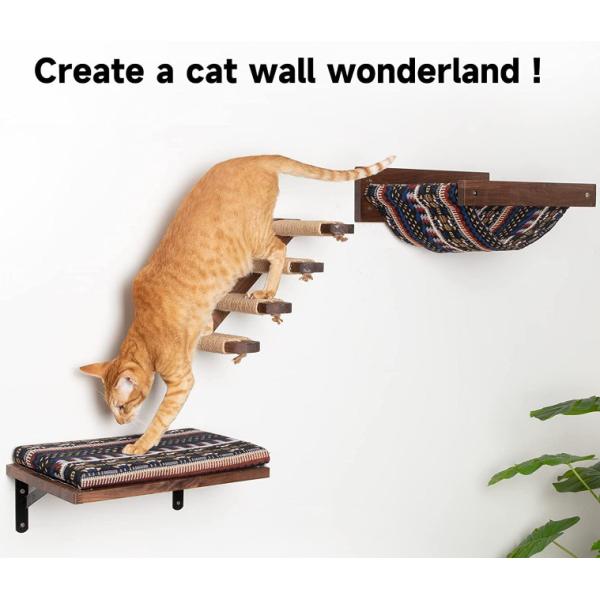Wooden Hammock Cat Bridge Wall Shelves