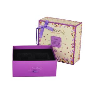 2mm Candle Paperboard Packaging Box With Ribbon Bow Ribbon Handle