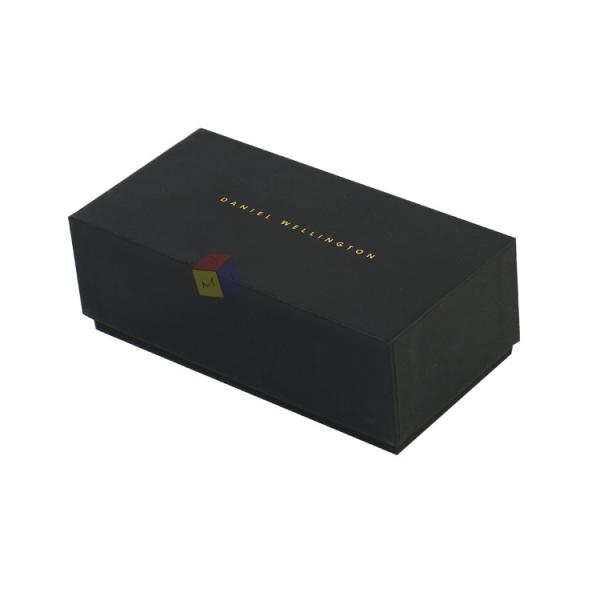 Luxury Custom Gift Paper Box Black Lid And Base Shape Cardboard Watch Gift Box