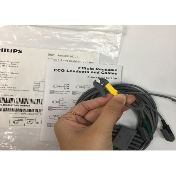 Quality PHLIP Efficia Reusable 5 Lead ECG Cable IEC Limb For Adults wholesale