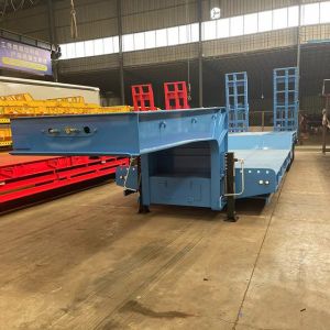 Cheap 3 Axles 80/100 Ton Hydraulic Detachable Gooseneck Lowbed Trailer with Air Suspension for sale