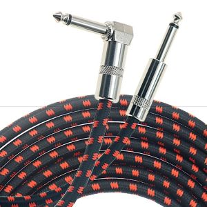 China 1m 3m 5m 1/4 6.35mm Mono TS Jack Lead Braided Electric Guitar Accessory Patch Amp Effect Amplifier Instrument Cable on sale