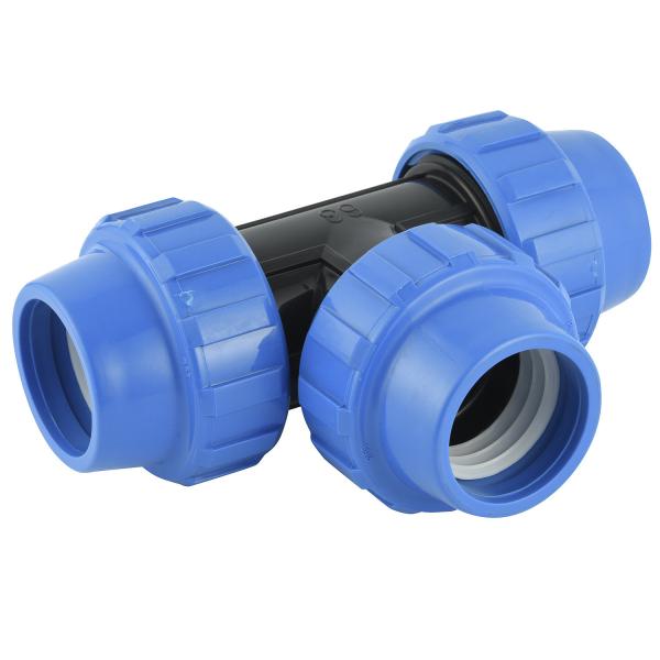 Quality Light Color PP Compression Fitting for Irrigation PP Clamp Saddle in 16mm-110mm 1/2"-4 wholesale