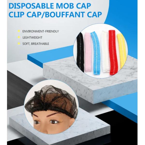 14gsm Head Cap Non Woven Disposable Bouffant Cap With Elastic Band 18in 19in