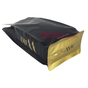 250g 1lb 5lbs Square Side Gusst Matt Gold Shiny Aluminum Flat Bottom Box Coffee