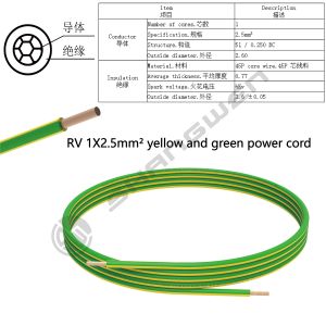 1*2.5mm² H07V-K CE CCC VDE RV Power Cord Flame Retardant Insulation BC Bare