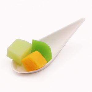 Biodegradable tear drop spoon shape sugarcane fruit dish disposable bagasse