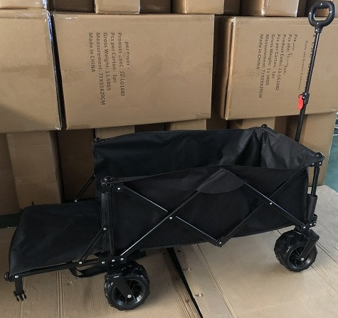 Multipurpose Foldable Wagon Cart Outdoor 7 Inch PU Fold Up Wagon Rear Opening