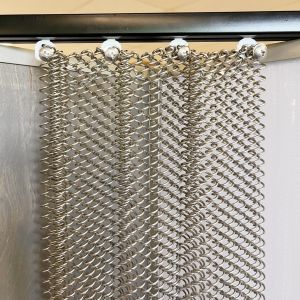 Customized Length Ceiling Curtain With Woven Mesh Pattern And 7x7 Rope Construct