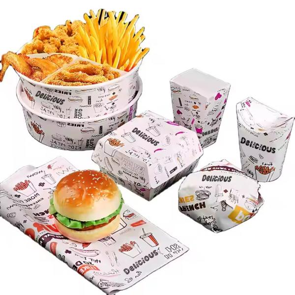 Custom-Printed Eco-Friendly Hamburger Fried Chicken Boxes Biodegradable Folders
