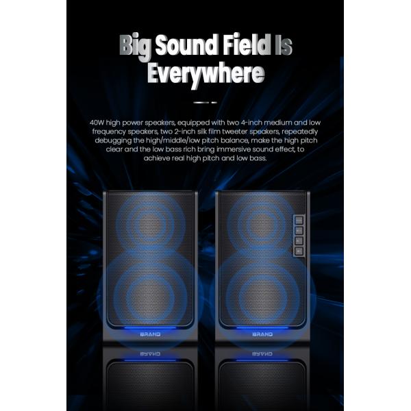 Desktop Speakers Wireless HiFi Wooden Black Bookshelf Speakers with Remote Control