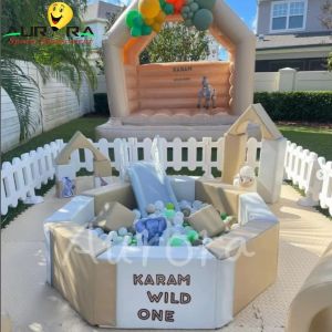 Cheap Tan And White PVC PU Inflatable Soft Play Equipment Playground Customized Color for sale