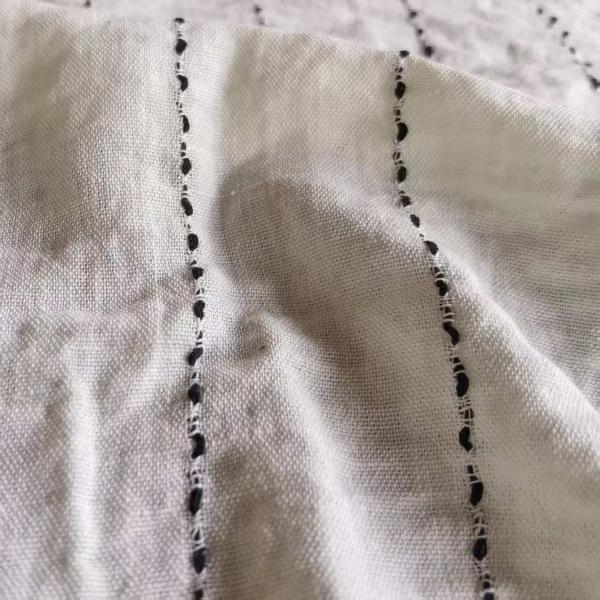 100% Polyester Plain Weaving - Wide Stripe Pattern - Imitate Linen Touch