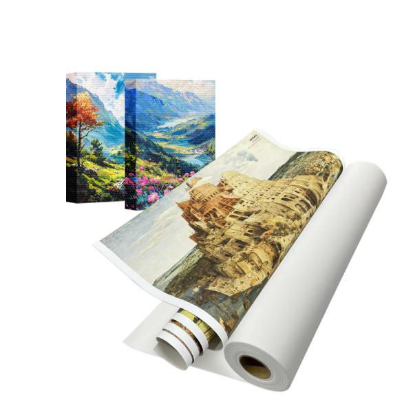 Quality 380gsm Eco Solvent UV Latex Inkjet Glossy Polycotton Canvas Roll wholesale