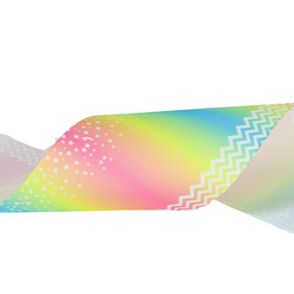 Oem Logo Pastel Rainbow 75mm Glitter Ribbon Custom 1 Print Grossgrain