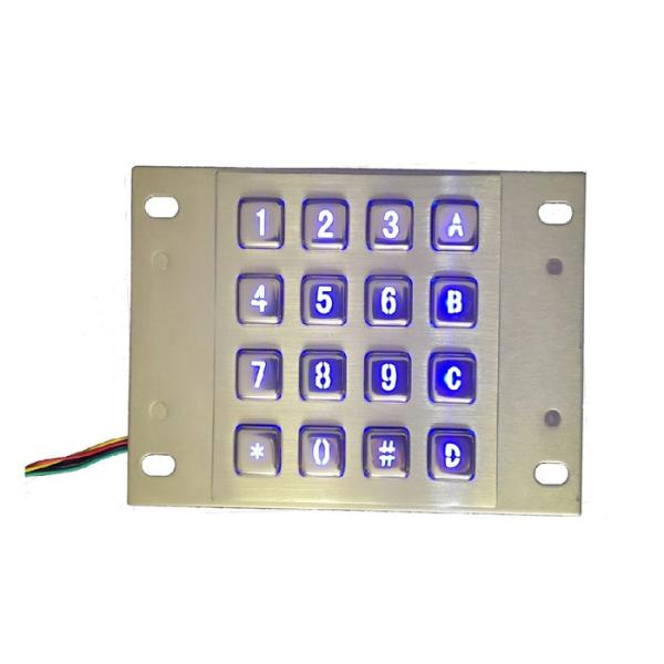 Quality PS2 150mA Panel Mount Illuminated Keypad 16 Matrix Metallic wholesale