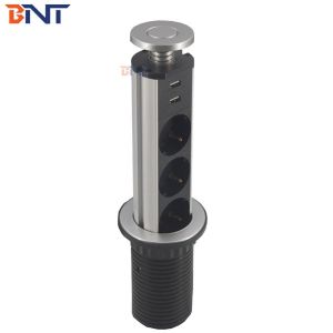 BNT modular design aluminum alloy with EU power plug hidden table pop up outlet manual pulling up power outlet