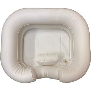 Inflatable Shampoo Basin with Bedside PVC Shower Bag Combo Pack, Shampoo Bowl