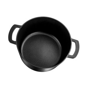 1.4kg Non Stick Black Soup Pot Aluminum Alloy Pfluon Coating 4L With Glass Lid