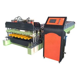 Chains Driven Ppgi Glazed Tile Roll Forming Machine For Roofing Tile Production
