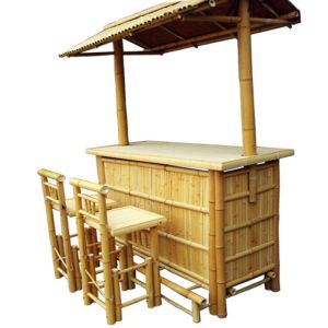 Beach Entertainment Waterproof Bamboo Tiki Bar 2 4 Bamboo Stool With Back