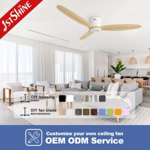 ROHS Solid Wood 52 Inch Smart App Control Wifi Ceiling Fan 220V With DC Motor