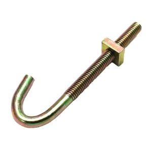 China M24 Anchor Bolt J Type Steel Hook Bolt With Square Nuts Galvanized With Zinc Plated on sale