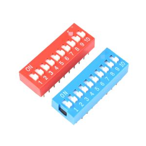 2.54mm Pitch Slide DIP Switch 1 2 3 4 5 6 8 9 10 Positions PCB Mount Double Row