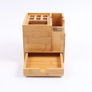 100% Natural Bamboo Wood Office Desk Storage with 1 Drawer Modern Style and