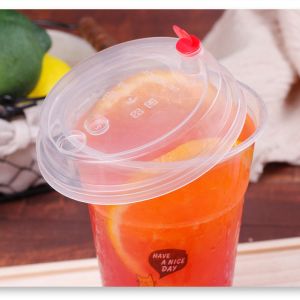 450ml PP clear coffee juice water boba tea plastic cups with lids