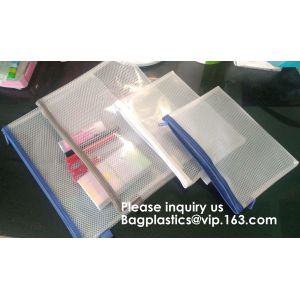 PVC A4/A5/A3 Waterproof Mesh Transparent Zipper File Folder Bag,A4 Double Zipper