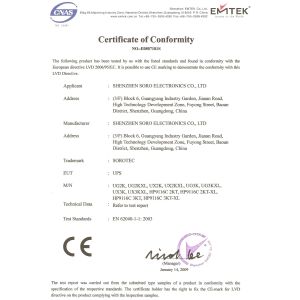 Shenzhen SORO Electronics Co., Ltd. Certifications