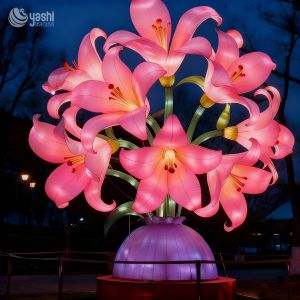 Traditional Chinese Festival Lanterns Lily Decoration Lanterns for Botanical