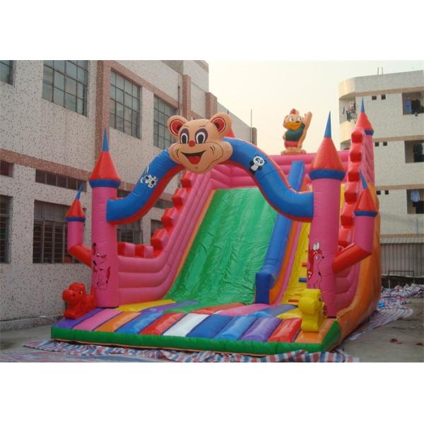 Lovely Cartoon Commercial Inflatable Slide , Kids Inflatable Slides For Park