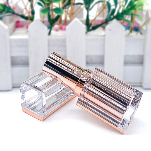 Fashionable Smooth Square Rose Gold Lipstick Tubes 20g