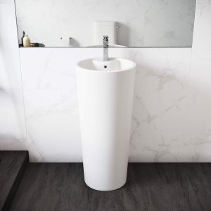 1.75'' Drain Glossy White Ceramic Pedestal Bathroom Sinks With Chrome Finish