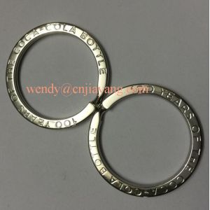 jiayang high quality polished shiny silver laser cut logo flat split key ring with engraved logo