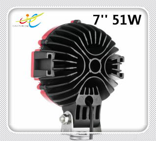 12V 24V Round work light 51W 6000k Auto led work light Black Yellow Red LED Driving Lamp For Car Offoad JEEP