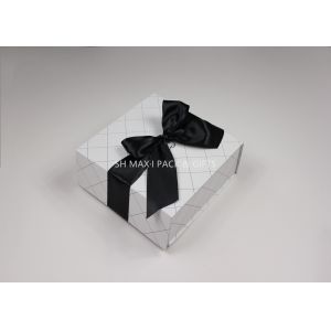 Foldable Chipboard Gift Box With Ribbon Bow Big Tied , Custom Chipboard Boxes