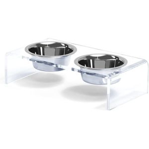 China Acrylic Elevated Dog And Cat Pet Feeder with 2 Set Removable Food and Water Bowls on sale