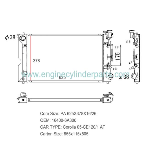 16400-6A300 Diesel Generator Radiator Alloy Radiator FOR TOYOTA 00- Corolla
