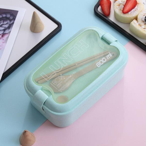 Quality 800ml Student Wheat Straw Lunch Box Sealed Single Layer wholesale