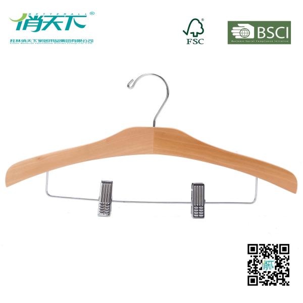 Quality Betterall Luxury Environmentally-friendly Wooden Pant Hanger with Non-slip Clips wholesale