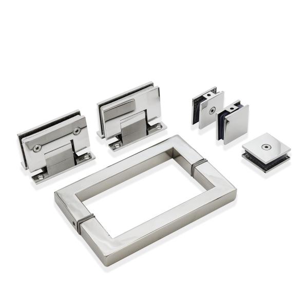 Quality Square Handle Glass Clamp Kit Sturdy Stainless Steel Hinge for Frameless Shower Door wholesale