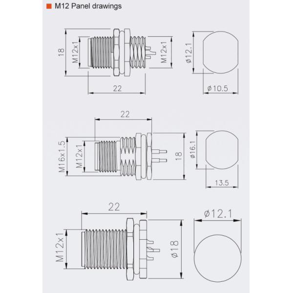 IP67 IP68 M12 Waterproof Connector 3 - 17 Pin Core A B D Coding Female Male